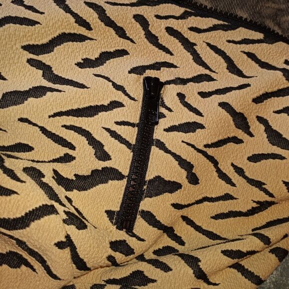 Nabi L Full Zipper Tan Black Longsleeves Zipper on Sleeve Women's Top Sweater - Picture 7 of 11